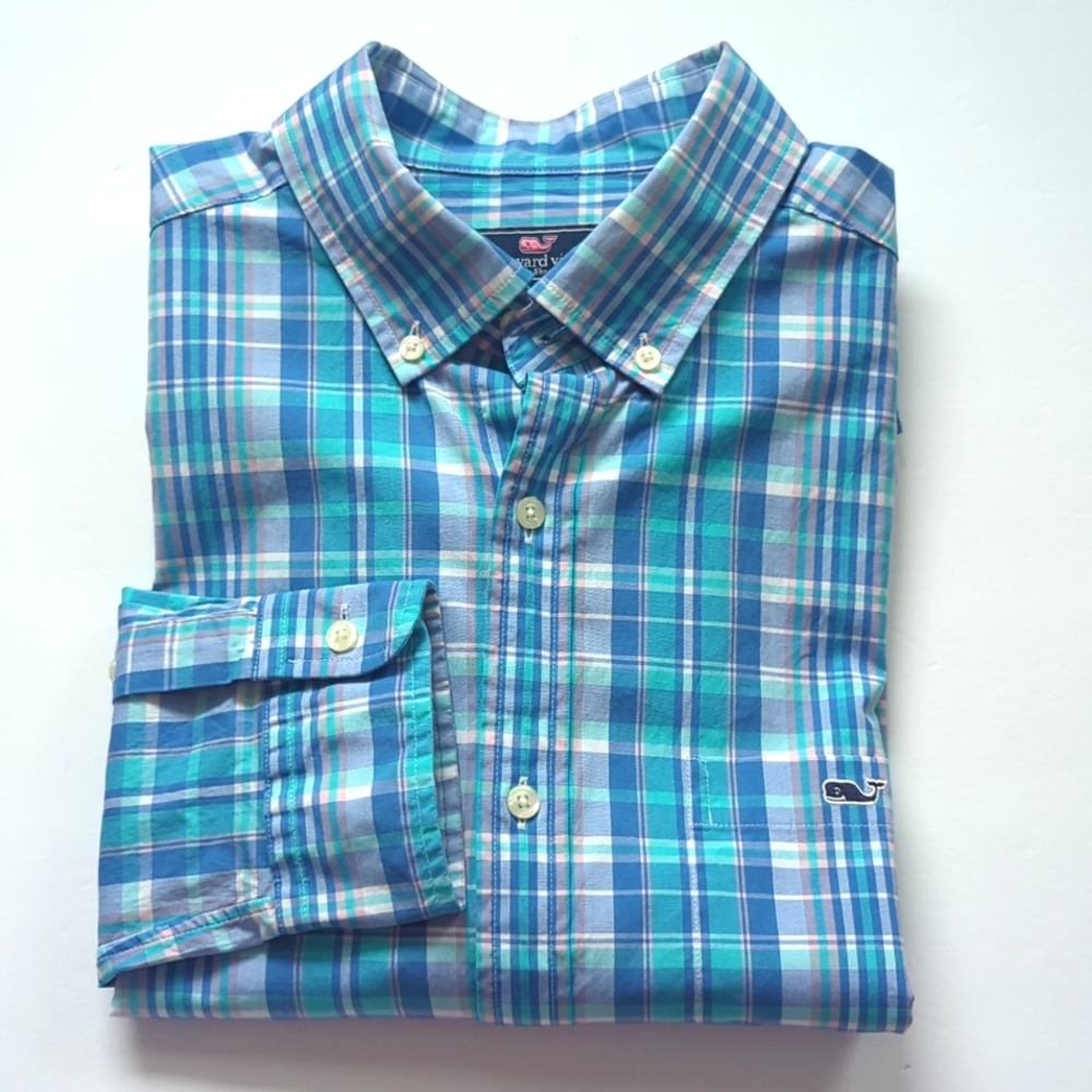 Vineyard Vines Classic Gibbs Hill Plaid Tucker Shirt size Large New with Tags
